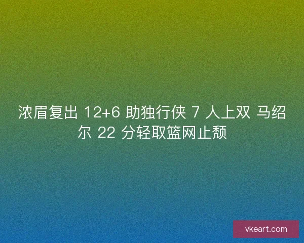 浓眉复出 12+6 助独行侠 7 人上双 马绍尔 22 分轻取篮网止颓